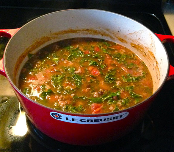 Pickin the Mitten Italian Sausage Black Bean Kale Soup