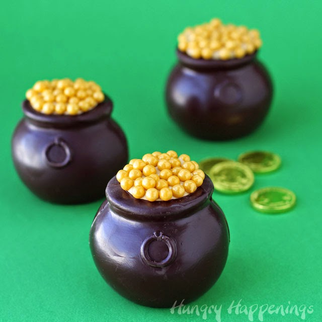 Chocolate Pots of Gold filled with Dulce de Leche Mousse Hungry