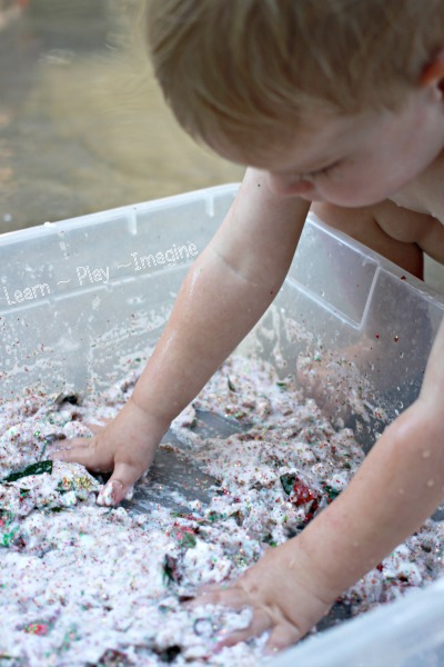 Sensory play with clean mud