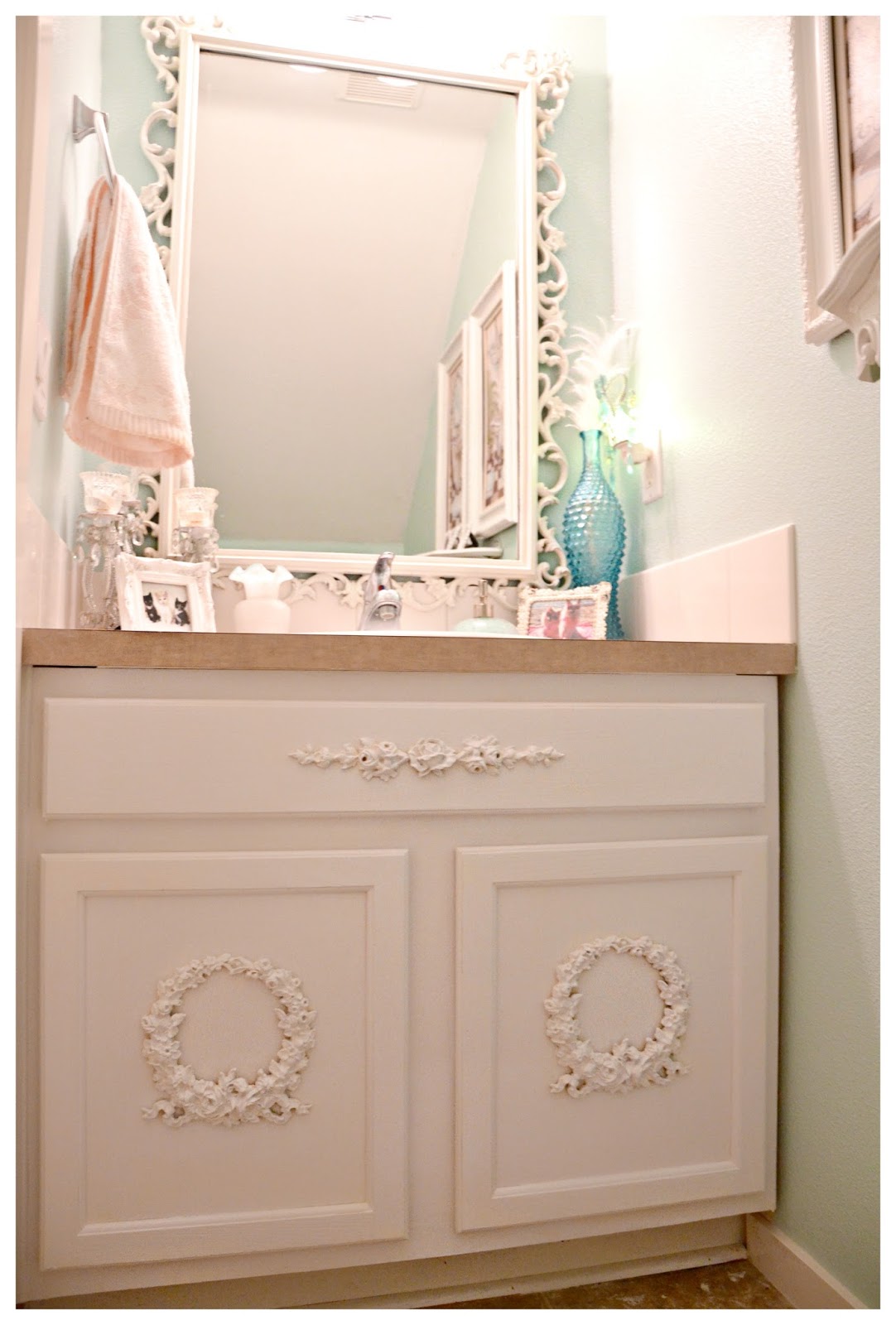 Not So Shabby Shabby Chic Adding appliques to bathroom