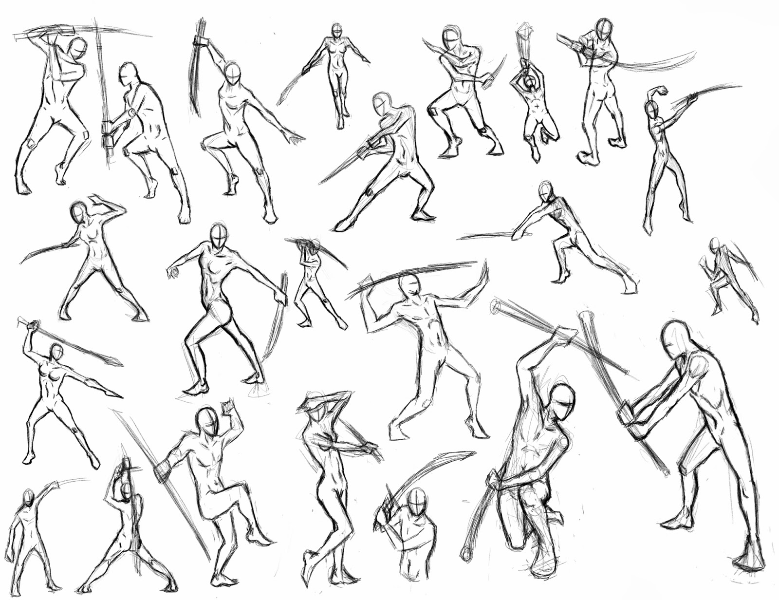  Male Action Poses Drawing Sketch Reference with simple drawing