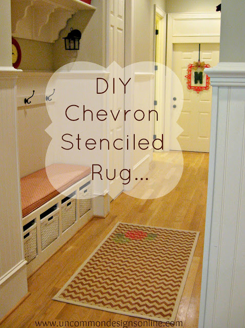 DIY Chevron Stenciled Rug with complete tutorial and supplies. A great home decor diy project.