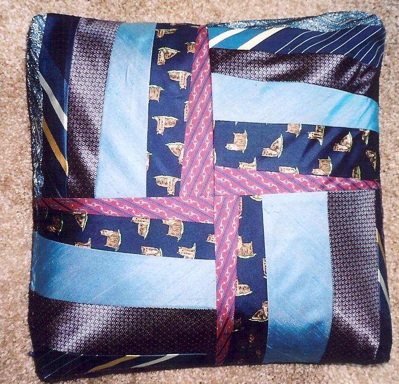 Debbie Lange Quilting Bereavement Pillow made with Men's neckties side 2