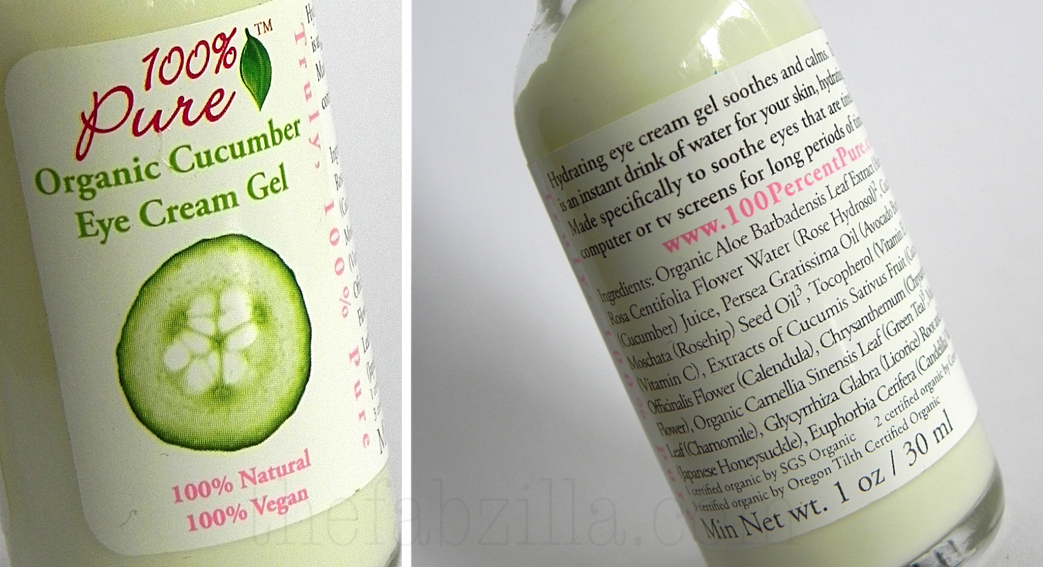 100 Pure Organic Cucumber Eye Cream Gel thefabzilla