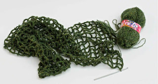 Green crochet net scarf, шарф крючком