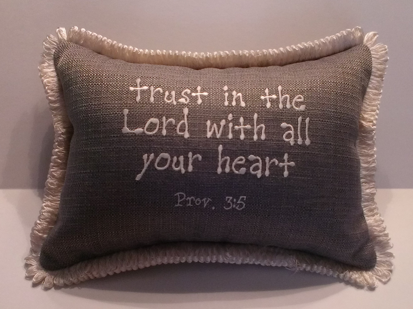 Prov. 3:5 - grey linen w/ivory