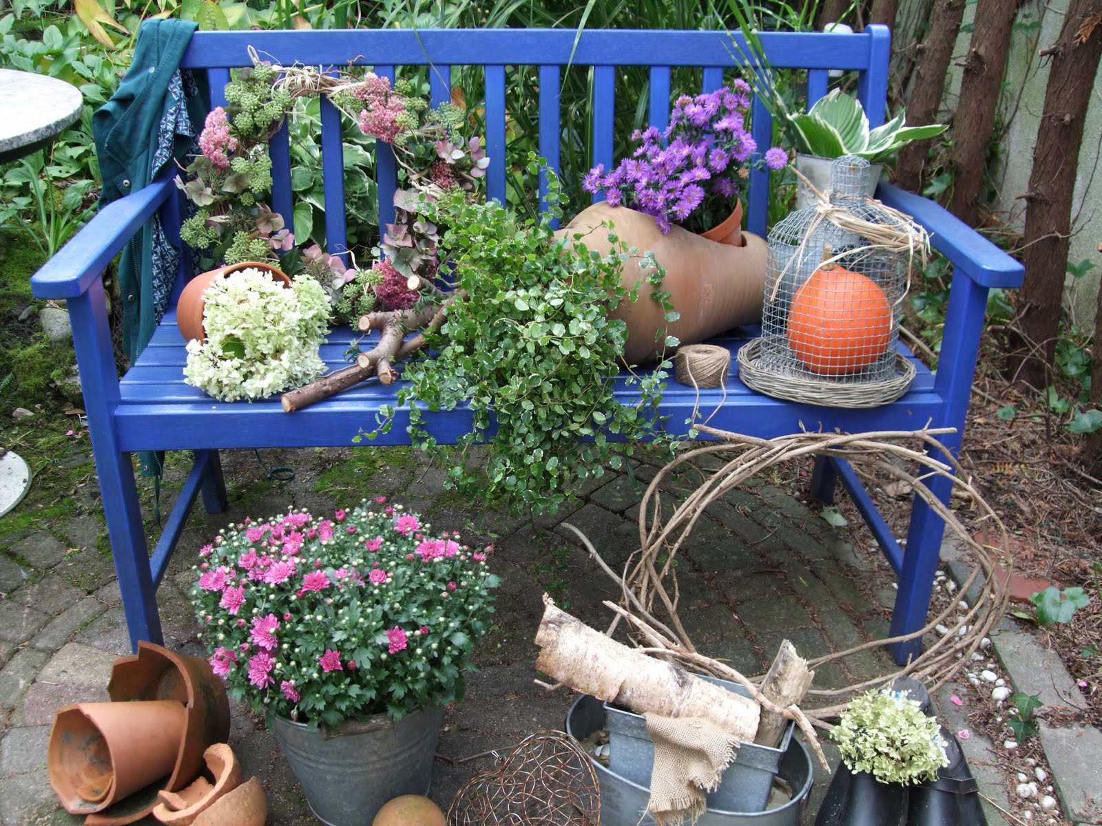 Lavendeltraumerei Blaue Bank Im Oktober