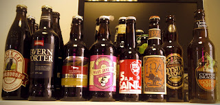 Selection of beer bottles in the studio