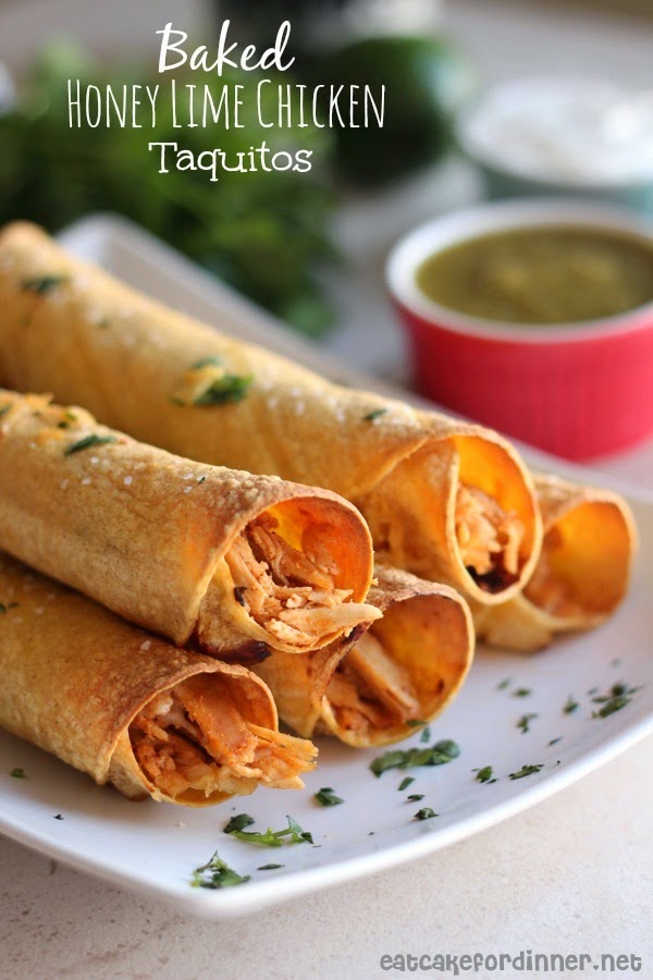 Eat Cake For Dinner Baked Honey Lime Chicken Taquitos with Green Chile