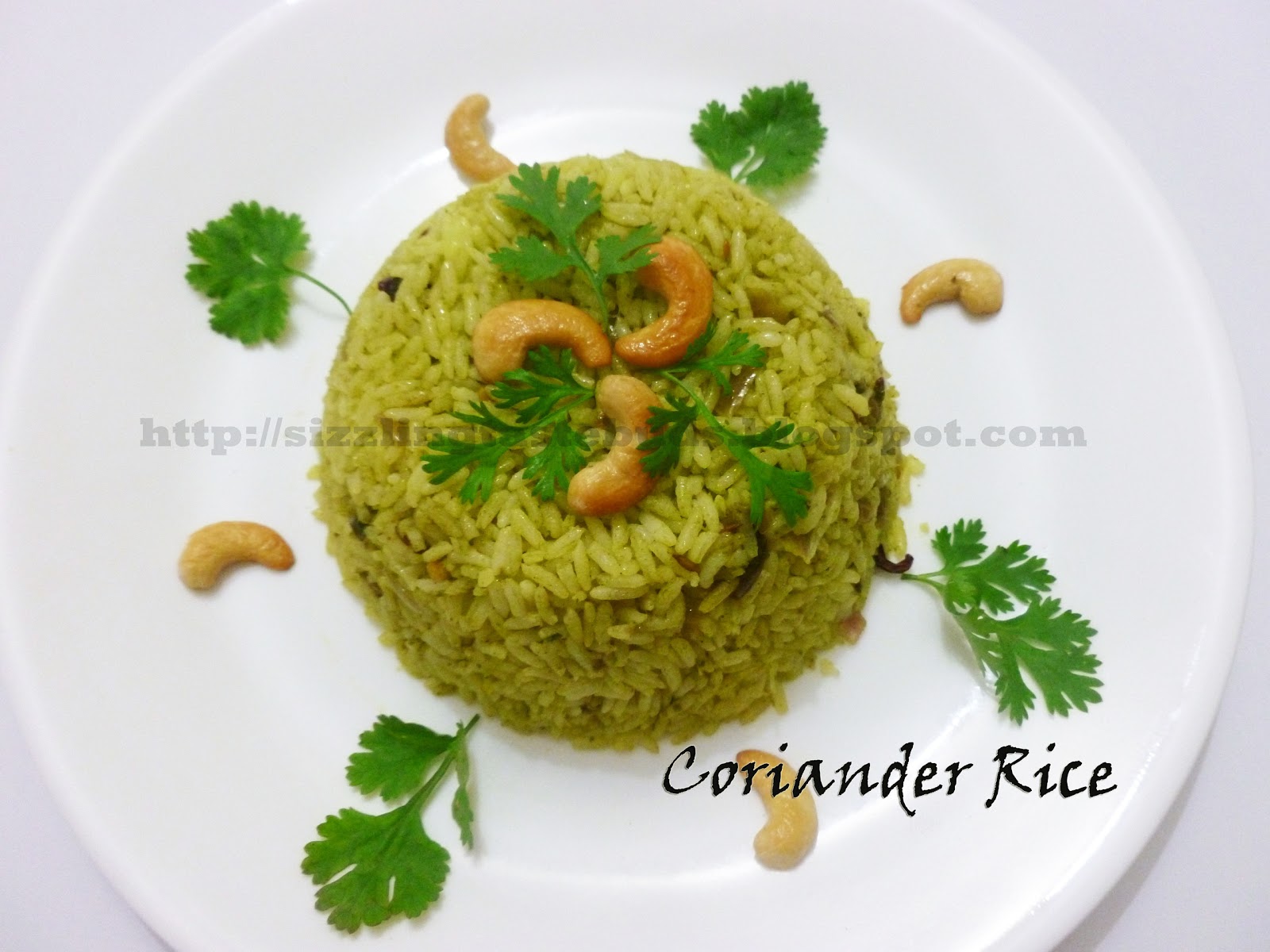 Home Made Recipes Coriander Rice Simple and Tasty