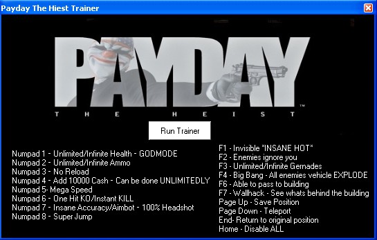 payday 2 using trainers in offline mod