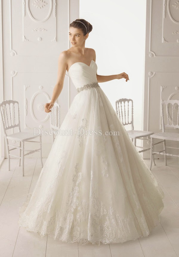 Sweetheart Tulle A line Natural Waist Sleeveless Floor Length Wedding Gown