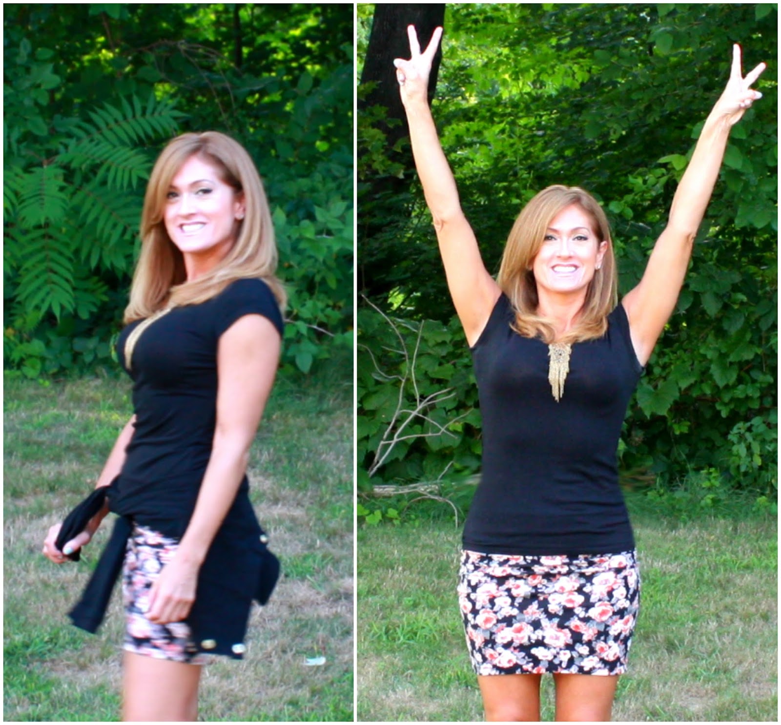 Beauty101byLisa LINKUPWITHLISA 34 Black Denim Jacket with Floral Skirt