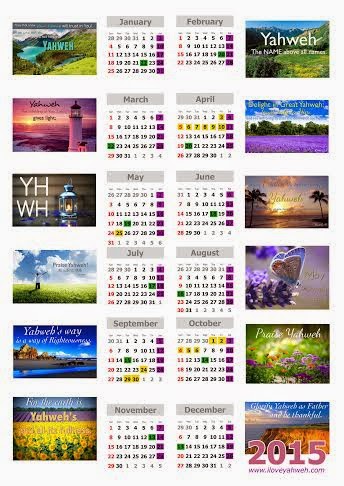 CALENDARIO YAHWÉH 2015