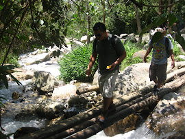 Hiking through mountains with friends