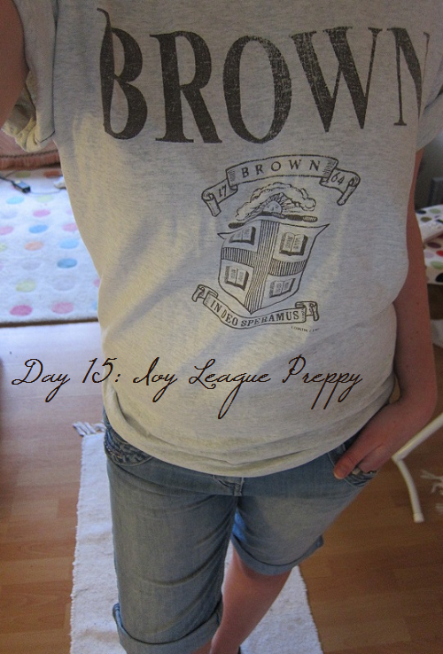 Day 15: Ivy League Preppy (A Brown University t-shirt)