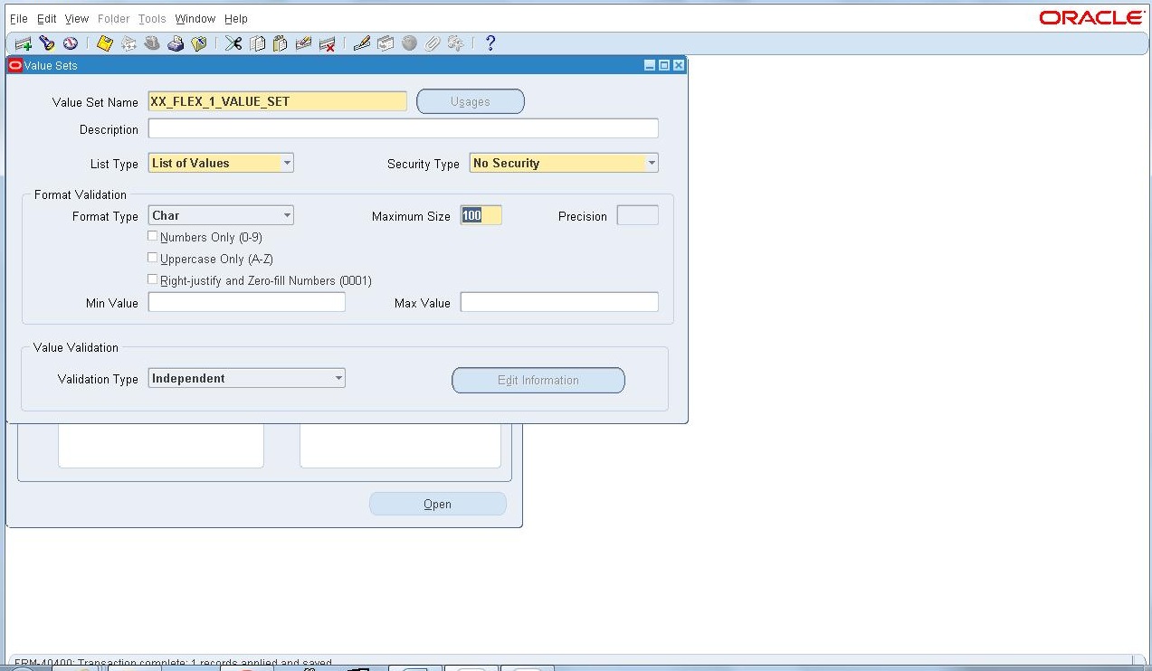 My Oracle World Using FLEX in Value sets in Oracle