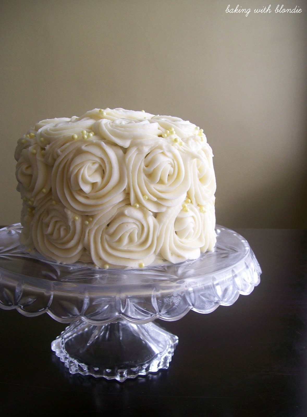 Almond Cream Cheese Frosted Rosette Cake