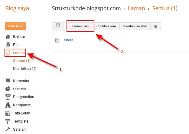 Membuat Halaman Statis (Static Page) Pada Blog: Baru