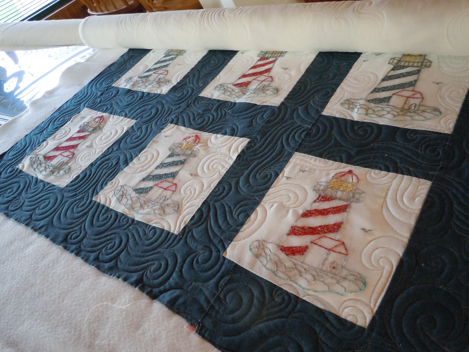 Ruby Blue Quilting Studio Machine Quilting Nautical Quilt
