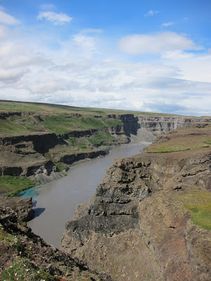 Canyon near Dettifoss with bluish water, Iceland