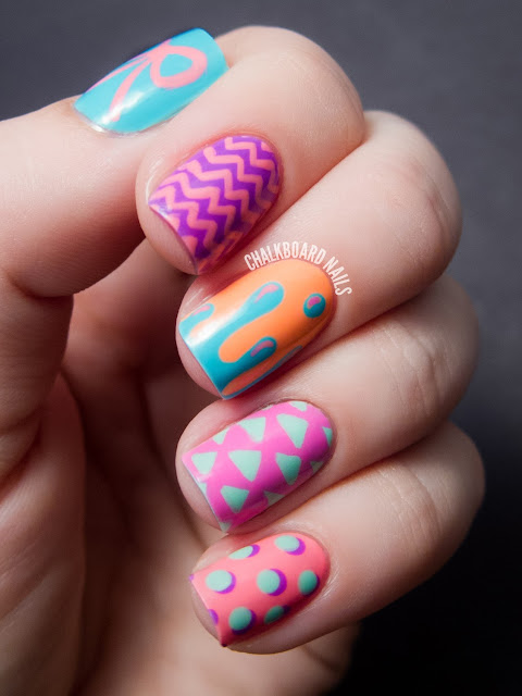 Chalkboard Nails: Hipster Mix and Match Nail Art