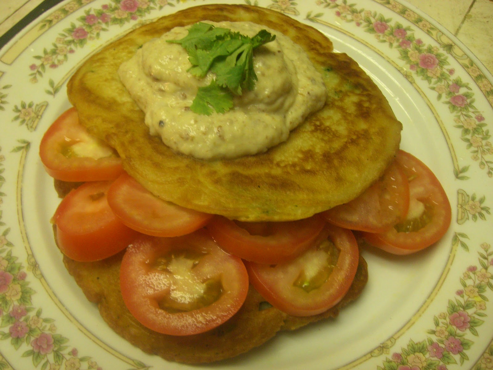 AfroVeganChick Vegan Broccoli Pancakes With Sweet Cauliflower Walnut Cream
