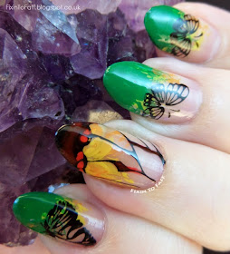 Glasswing Butterfly Nail Art