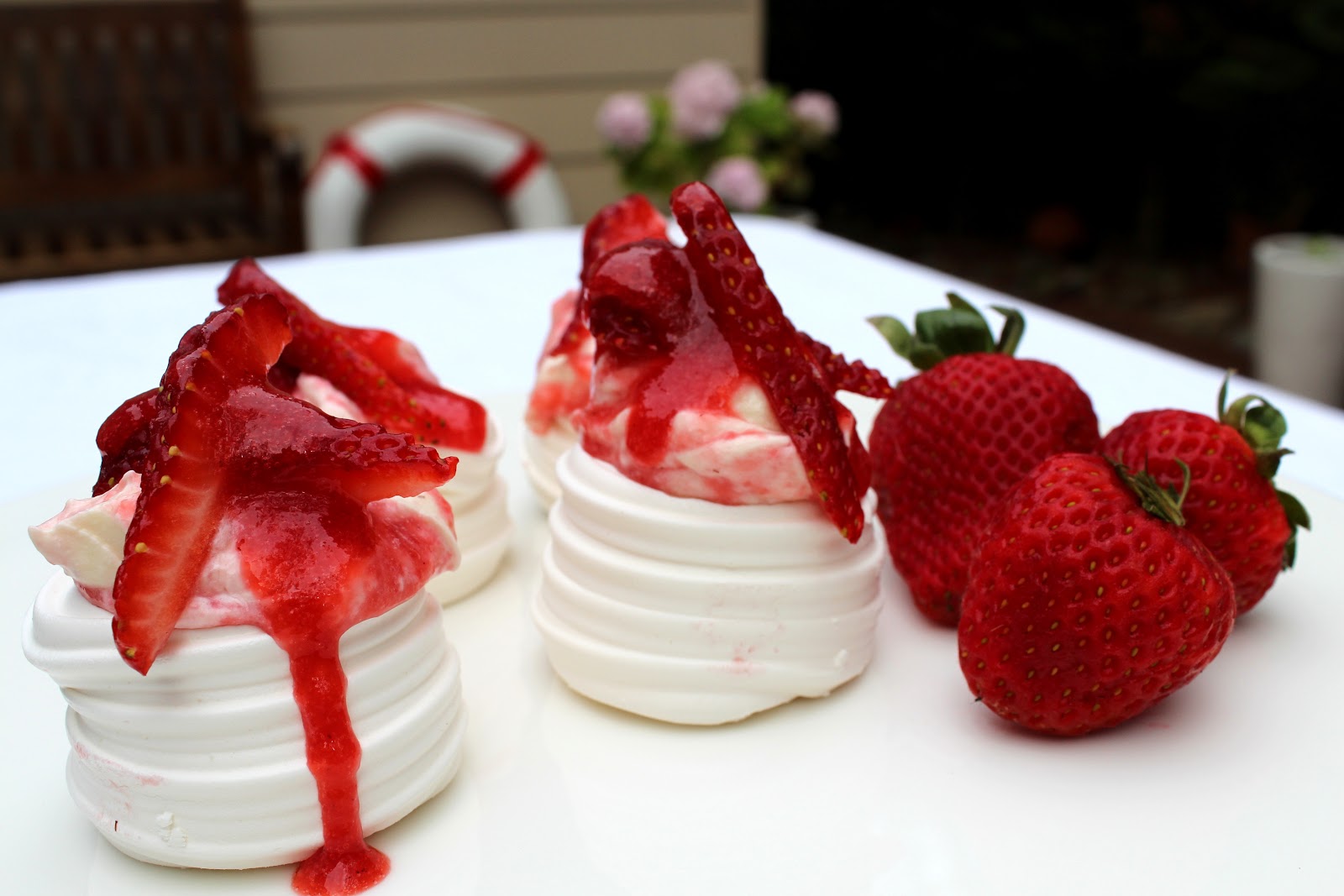 Meringue Birds Nests with Mascarpone and A Strawberry Coulis An Easy