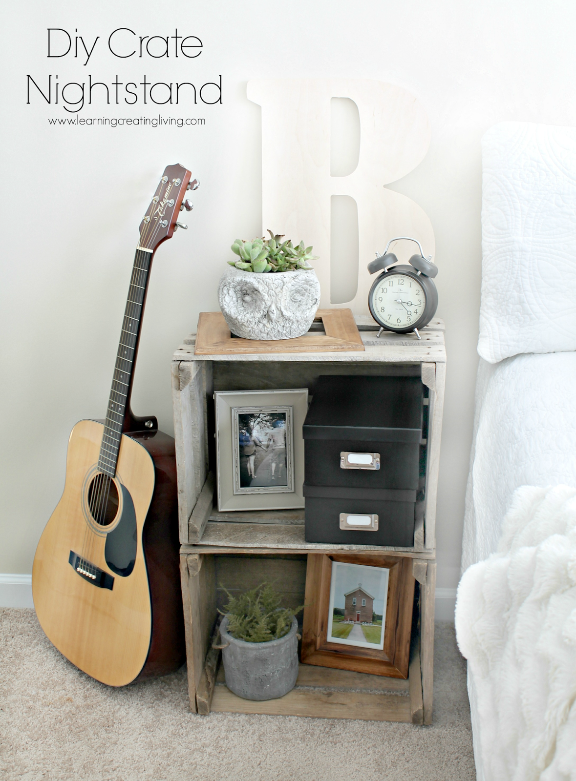 Diy Crate Nightstand Katelyn Chantel Blog This Is The Easiest Diy Ever There S No Nailing Trying To Figure Out Best Way Do It Nothing I Just Put One Crate Down Then