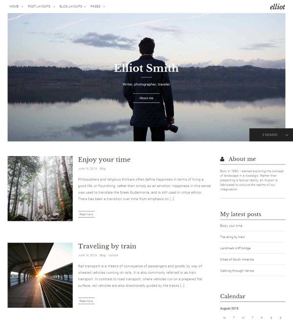 Elliot blogging theme for wordpress