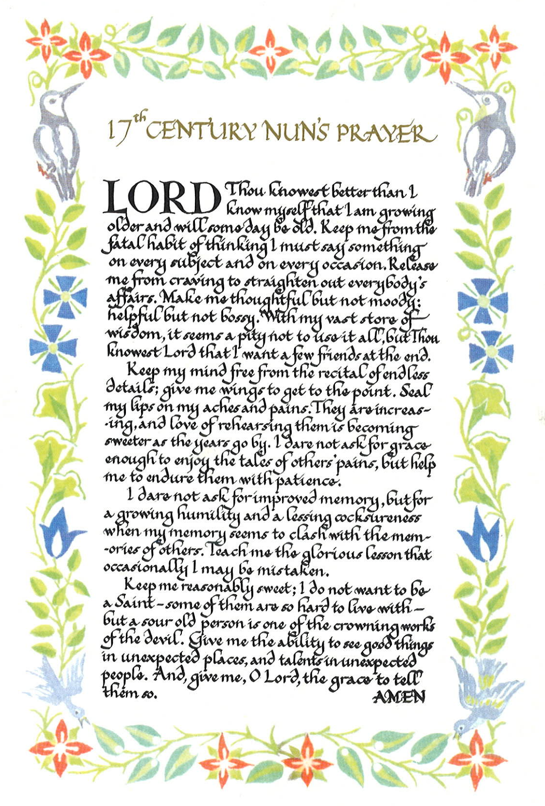 To Gyre and Gambol: 17th Century Nun’s Prayer