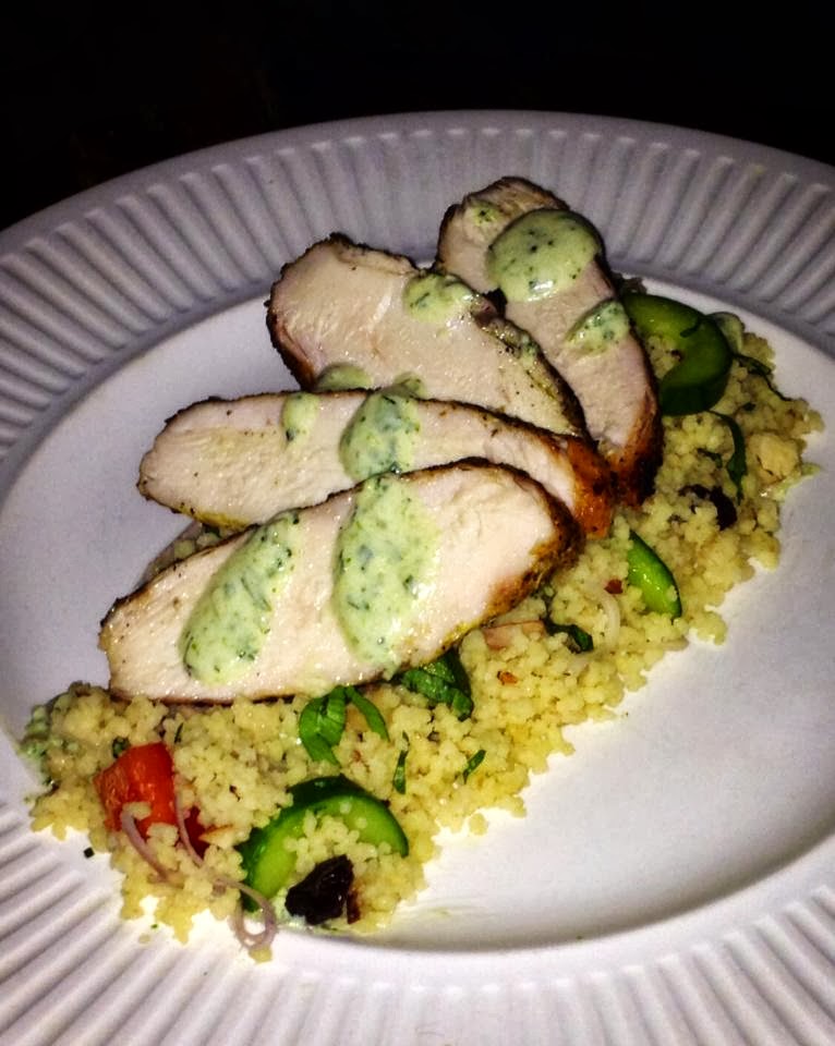 Food By Bram Grilled Chicken Breast with Moroccan Spices, Couscous