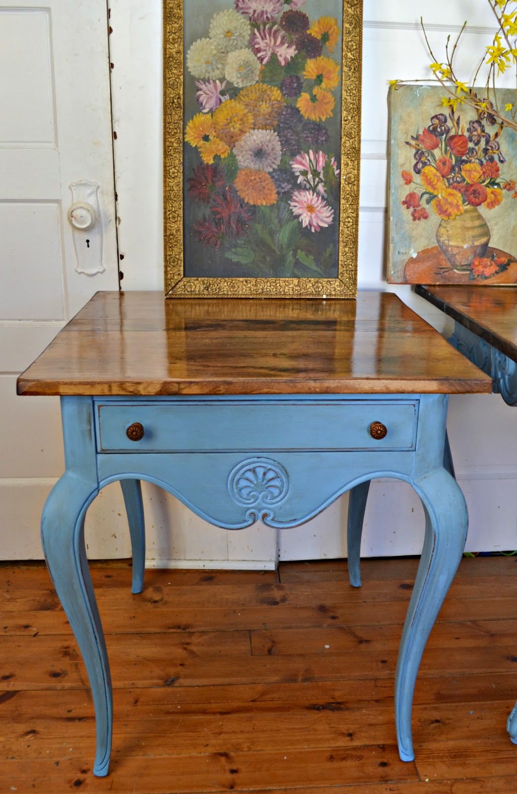 Heir and Space A Mismatched Pair of Cherry Side Tables