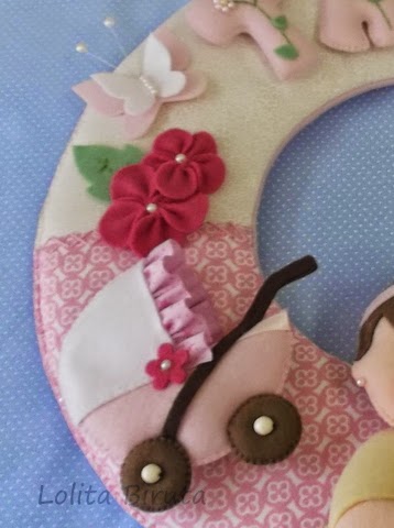 Carrinho de bebê em feltro para meninas Carrinho de bebê em feltro para meninas