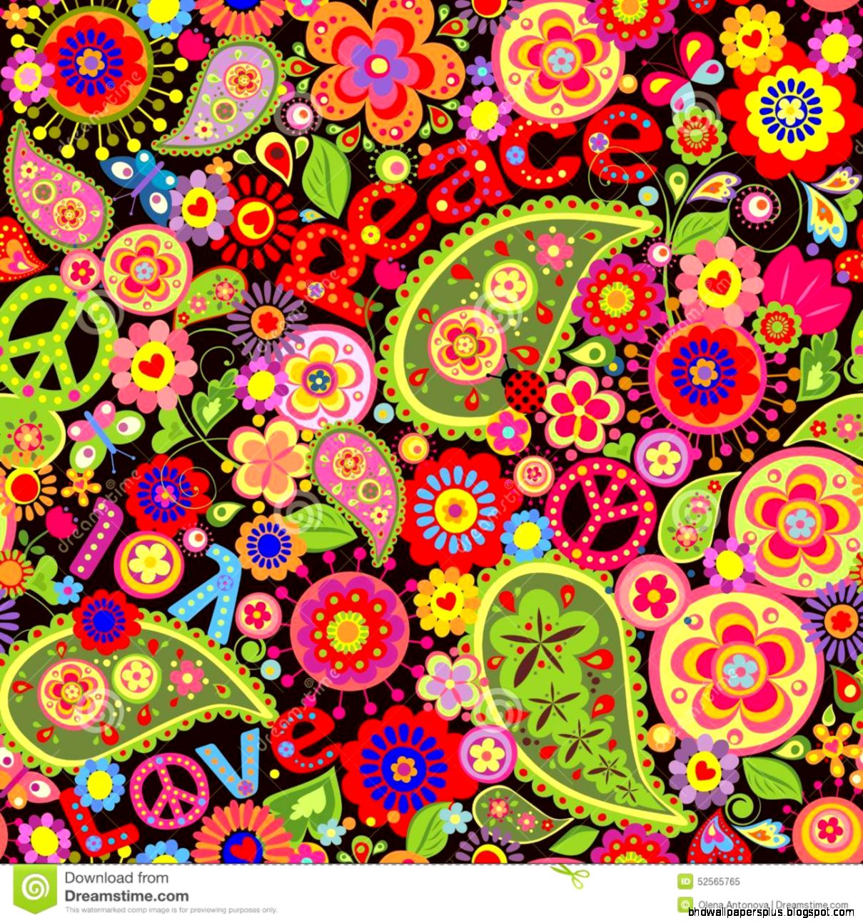 Hippie Wallpaper Stock Vector   Image 52519654 Hippie Wallpaper Stock Vector   Image 52519654