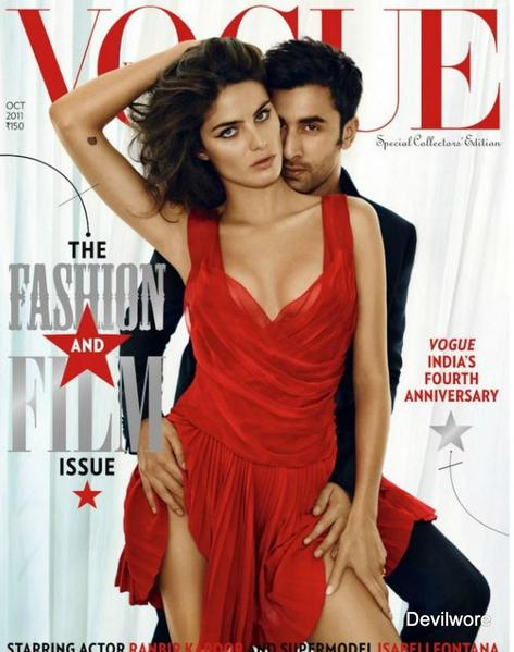 Ranbir Kapoor on Vogue Cover1 - Ranbir Kapoor Brazilian Model Isabeli Fontana Vogue Cover