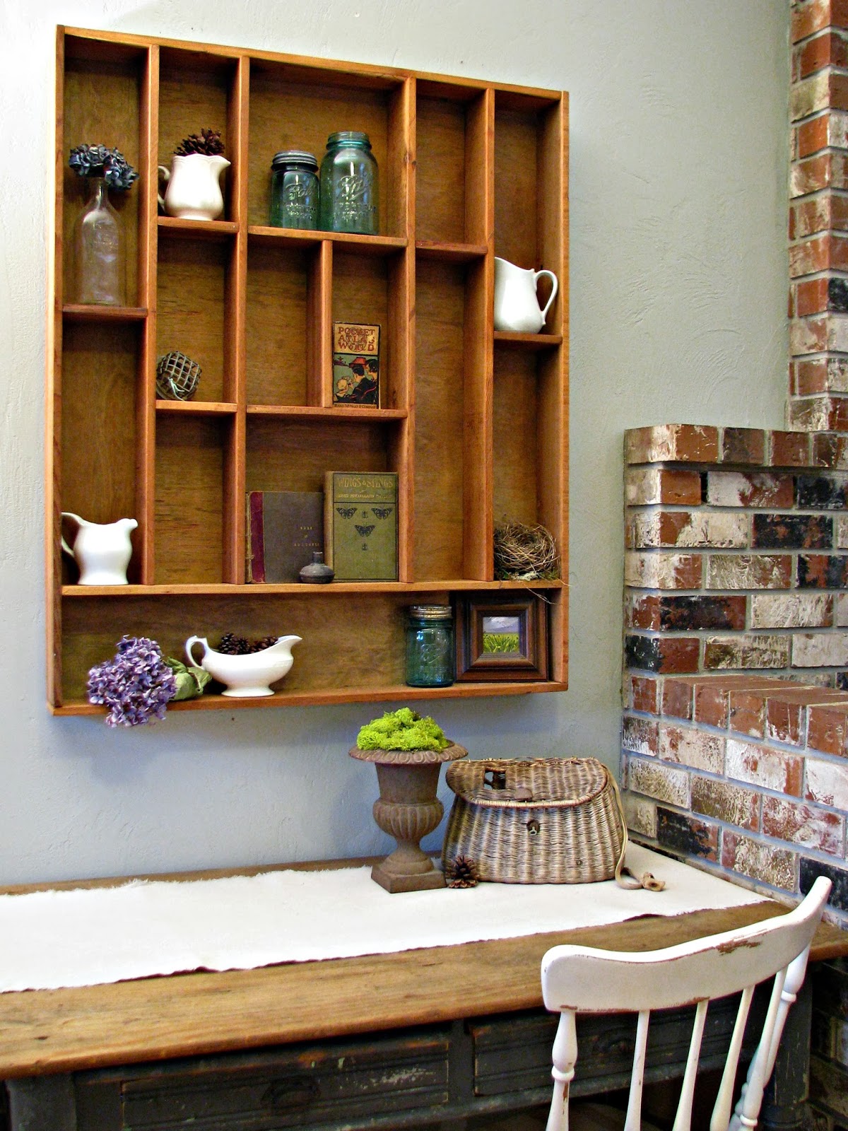 blue roof cabin DIY Letterpress Tray, Display Shelf Tutorial