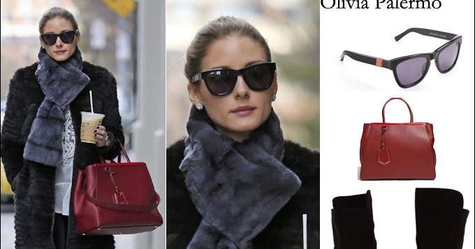 WHAT SHE WORE: Olivia Palermo in fur coat with tall black suede boots and  red leather bag in New York on April 7 ~ I want her style - What  celebrities wore