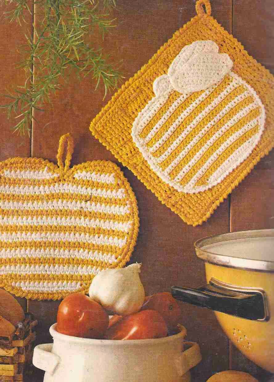 #86 Cogedores con Manzanas a Crochet