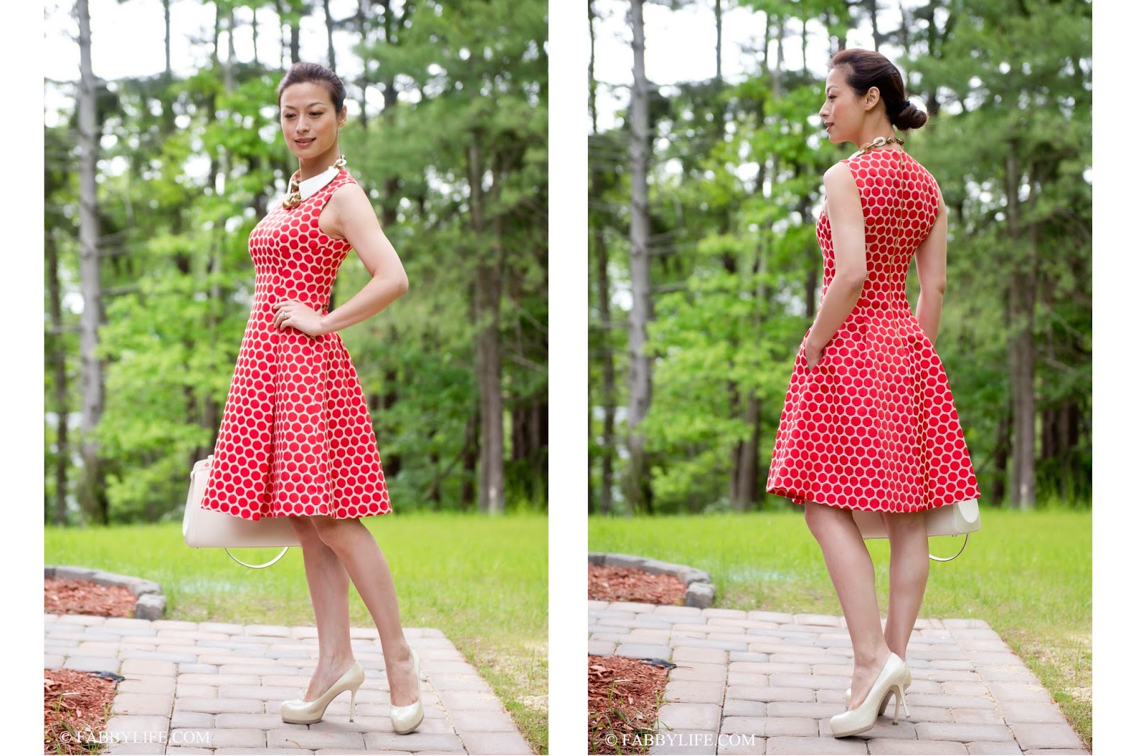 Kate Spade polka dot dress & Nest collar necklace