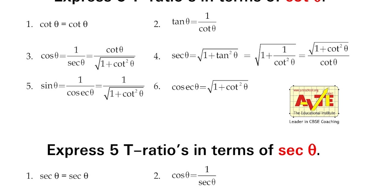 Maths4all Express Trigonometry Ratios in terms of cot sec cosec