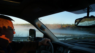 Anders driving truck in late afternoon