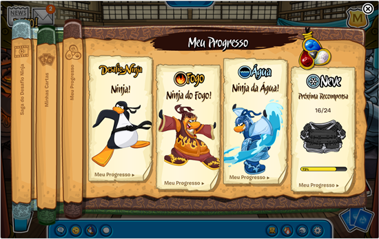 Conquistando no Club Penguin: Desafio Ninja Neve