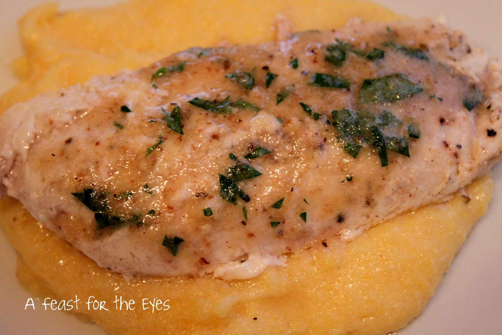 Chicken Breast with Walnut Aillade and Tomato Jam & Polenta