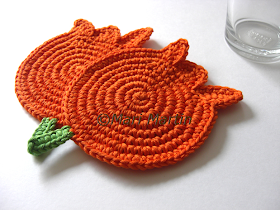 Crochet Coasters Orange Tulips