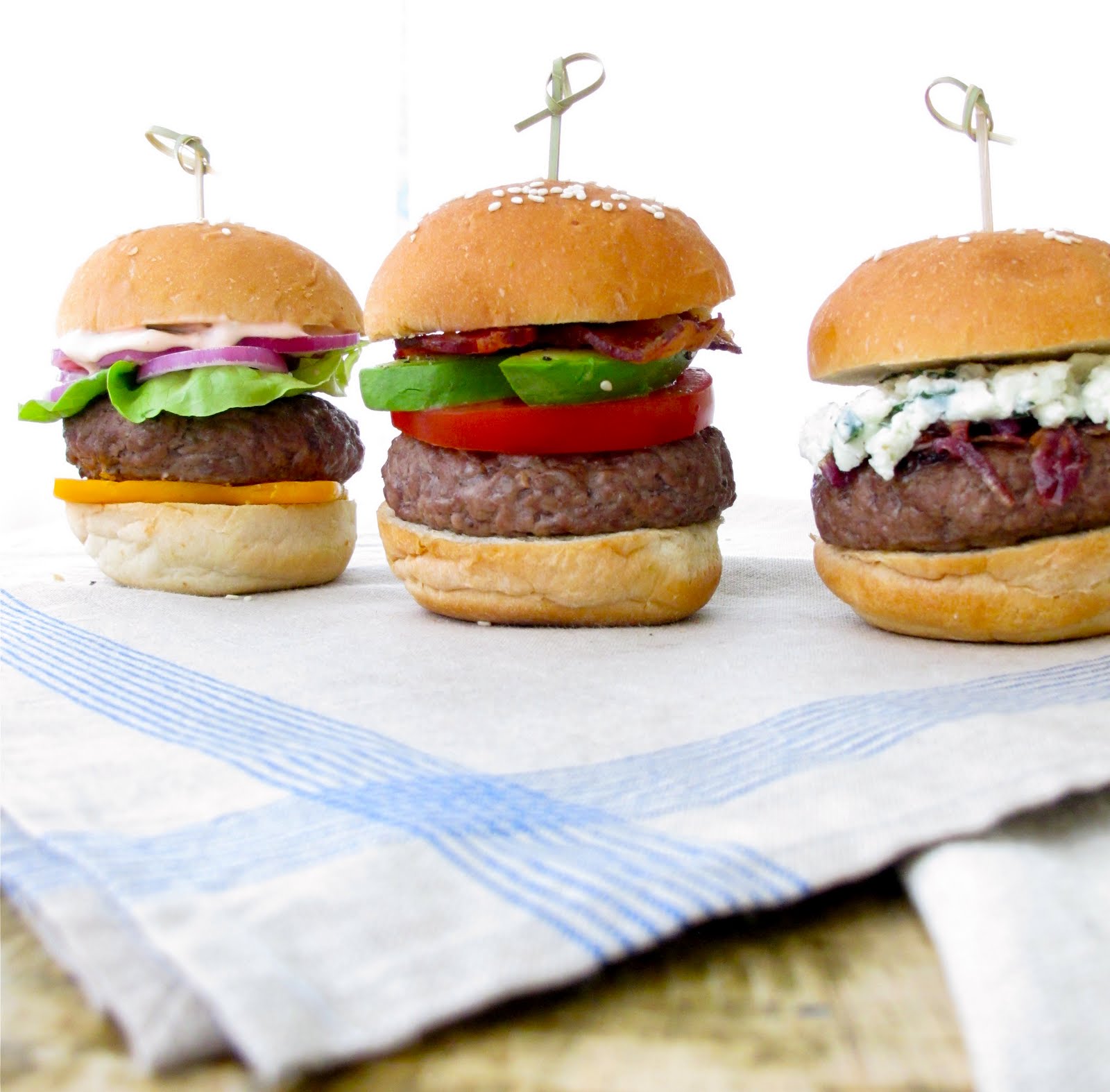Jenny Steffens Hobick Bacon Avocado & Tomato Burgers with Blue Cheese