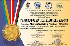 PREMIO MUNDIAL A LA EXCELENCIA CULTUR 2019-2020