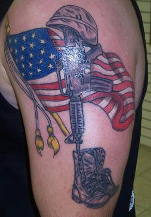 Military Us Army Flag And Gun Tattoo Military Us Army Flag And Gun Tattoo
