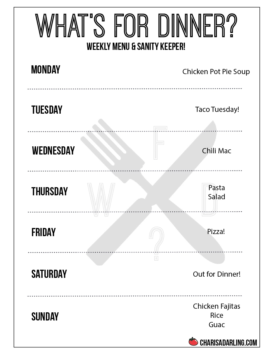 weekly dinner menus